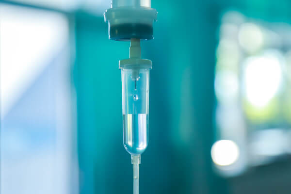 IV drip with a blurry background